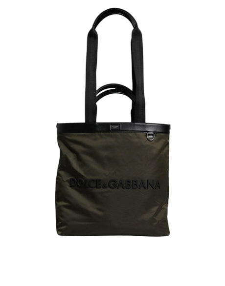 Dolce &amp; Gabbana Military Green Nylon Skulderrem Tote Bag