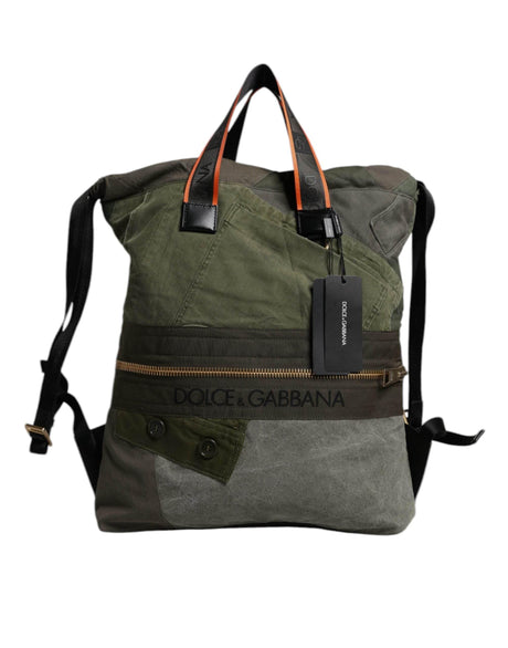 Dolce & Gabbana Military Green Patchwork Rucksack Backpack Bag - Hilstor