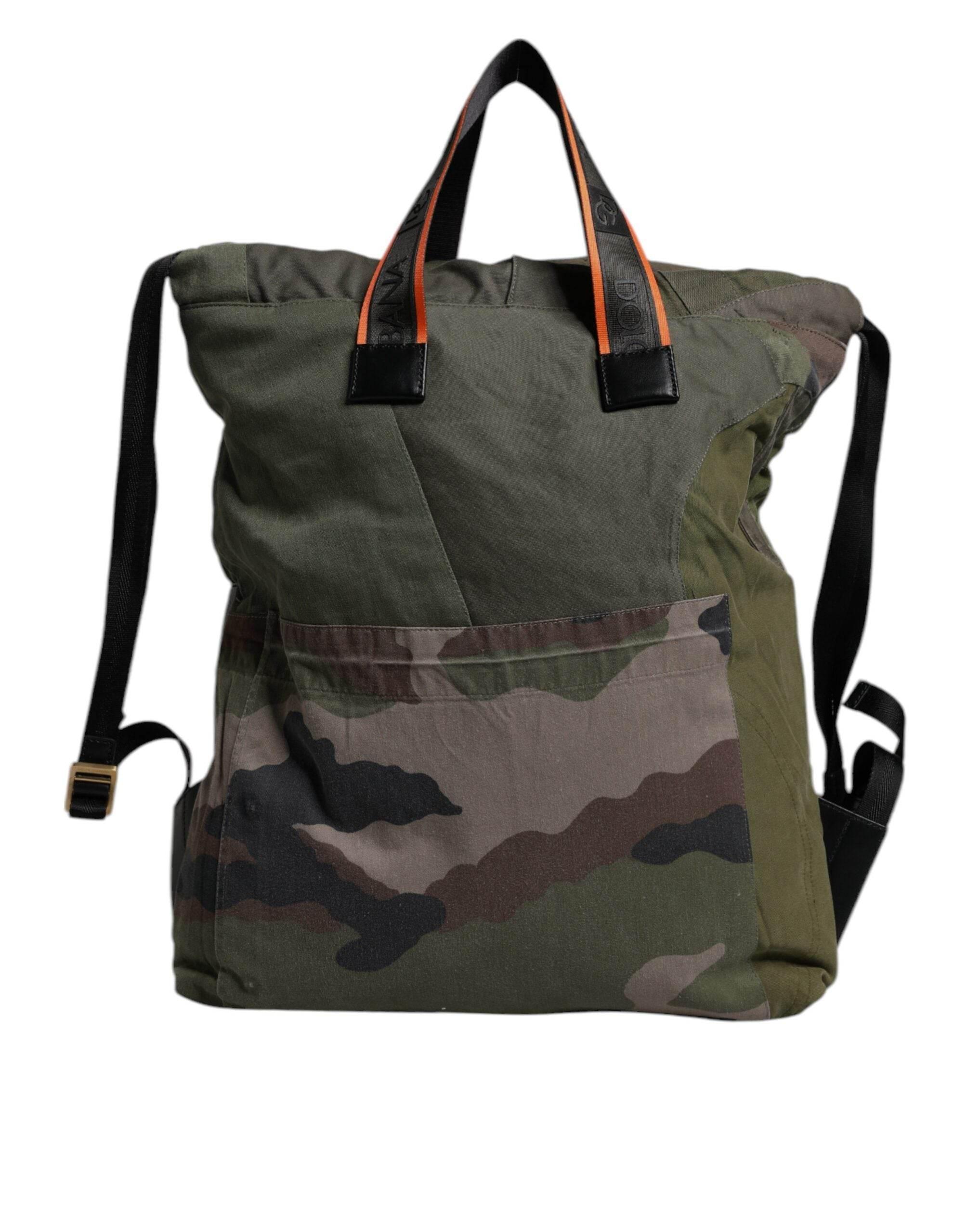Dolce & Gabbana Military Green Patchwork Rucksack Backpack Bag - Hilstor