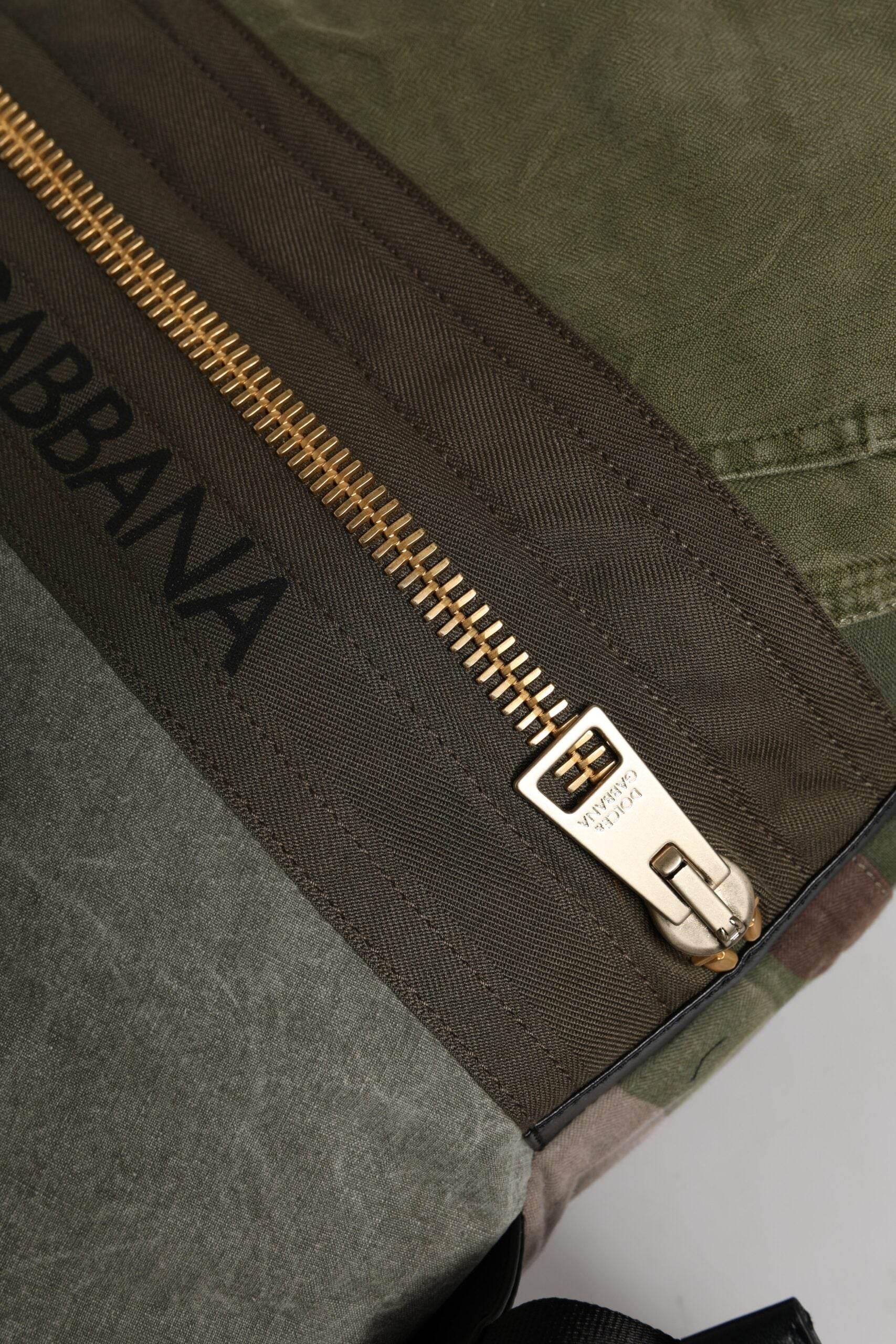 Dolce & Gabbana Military Green Patchwork Rucksack Backpack Bag - Hilstor