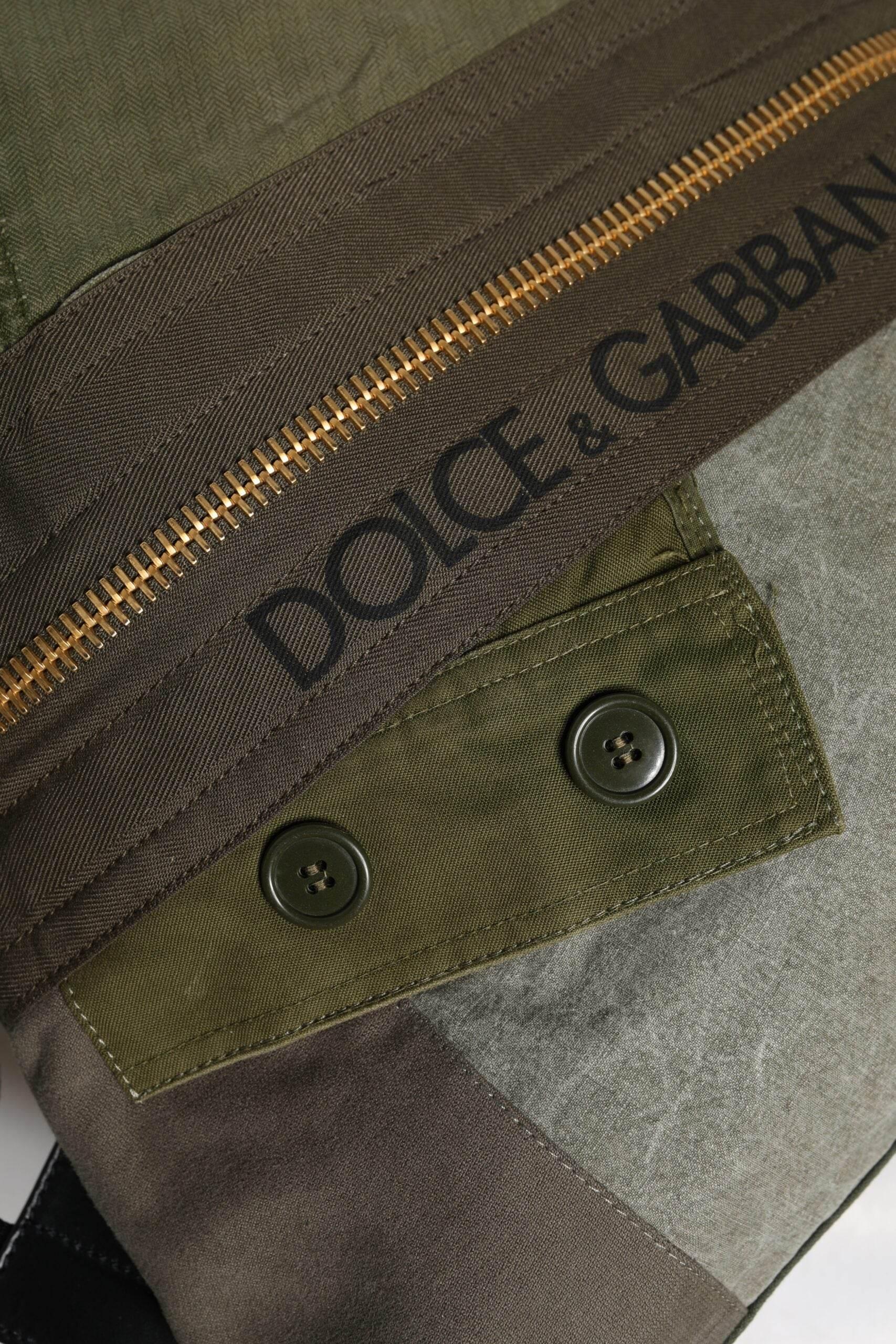 Dolce & Gabbana Military Green Patchwork Rucksack Backpack Bag - Hilstor