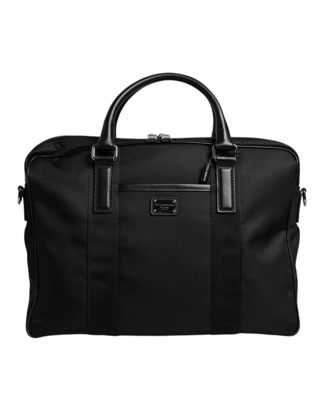 Dolce & Gabbana Black Leather Document Briefcase Top Handle Bag - Hilstor