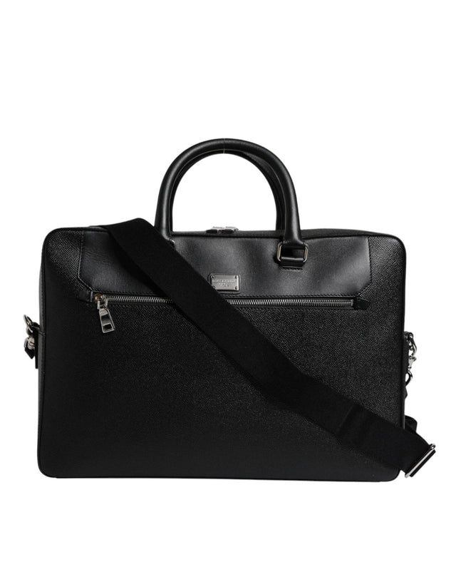 Dolce & Gabbana Black Logo Plaque Double Handle Messenger Bag - Hilstor