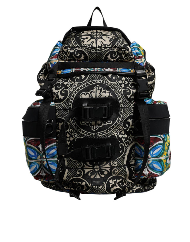 Dolce & Gabbana Multicolor Maiolica Print Nylon Backpack Bag - Hilstor