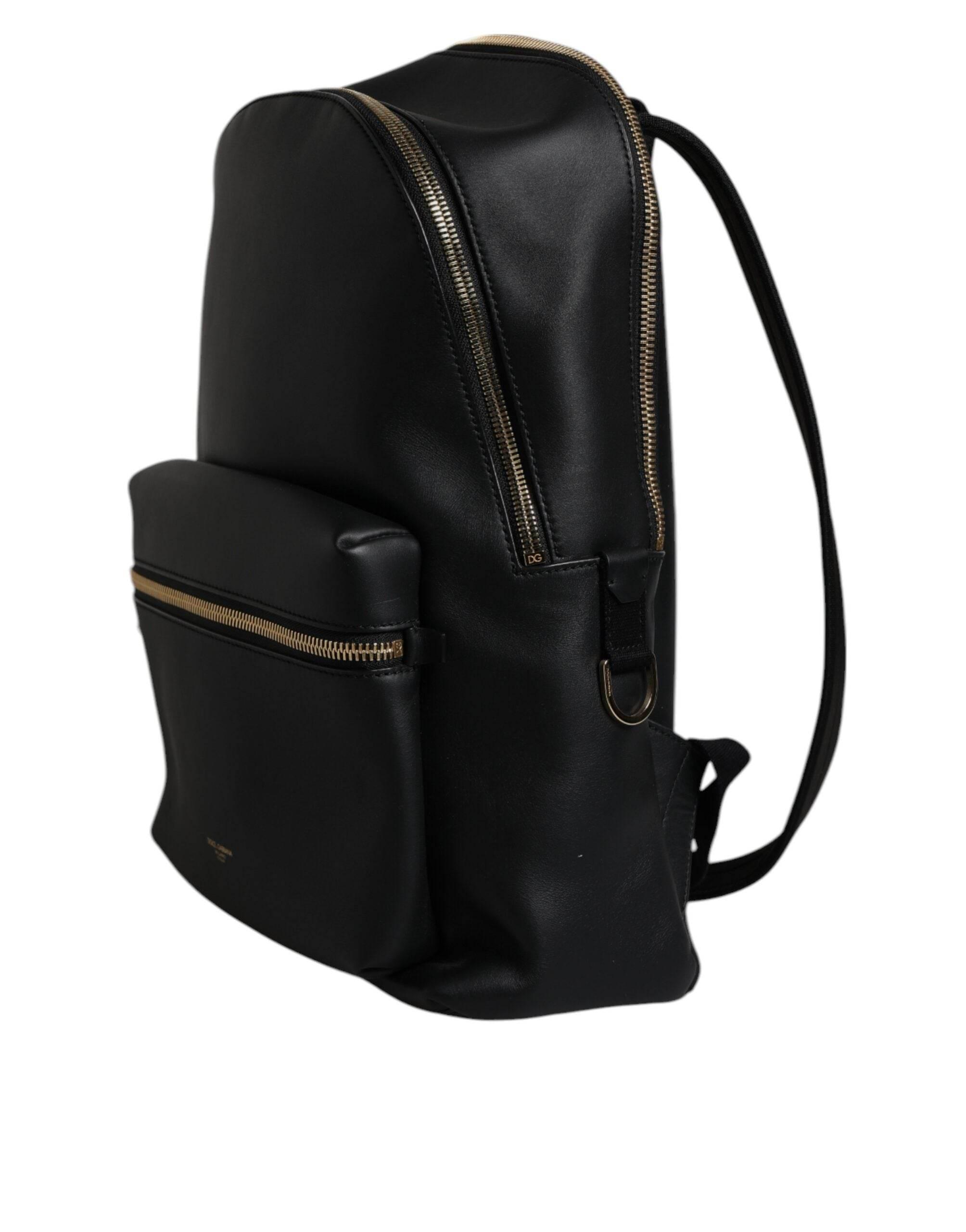 Dolce & Gabbana Black DG Leather Logo Print Travel Back Pack Bag - Hilstor