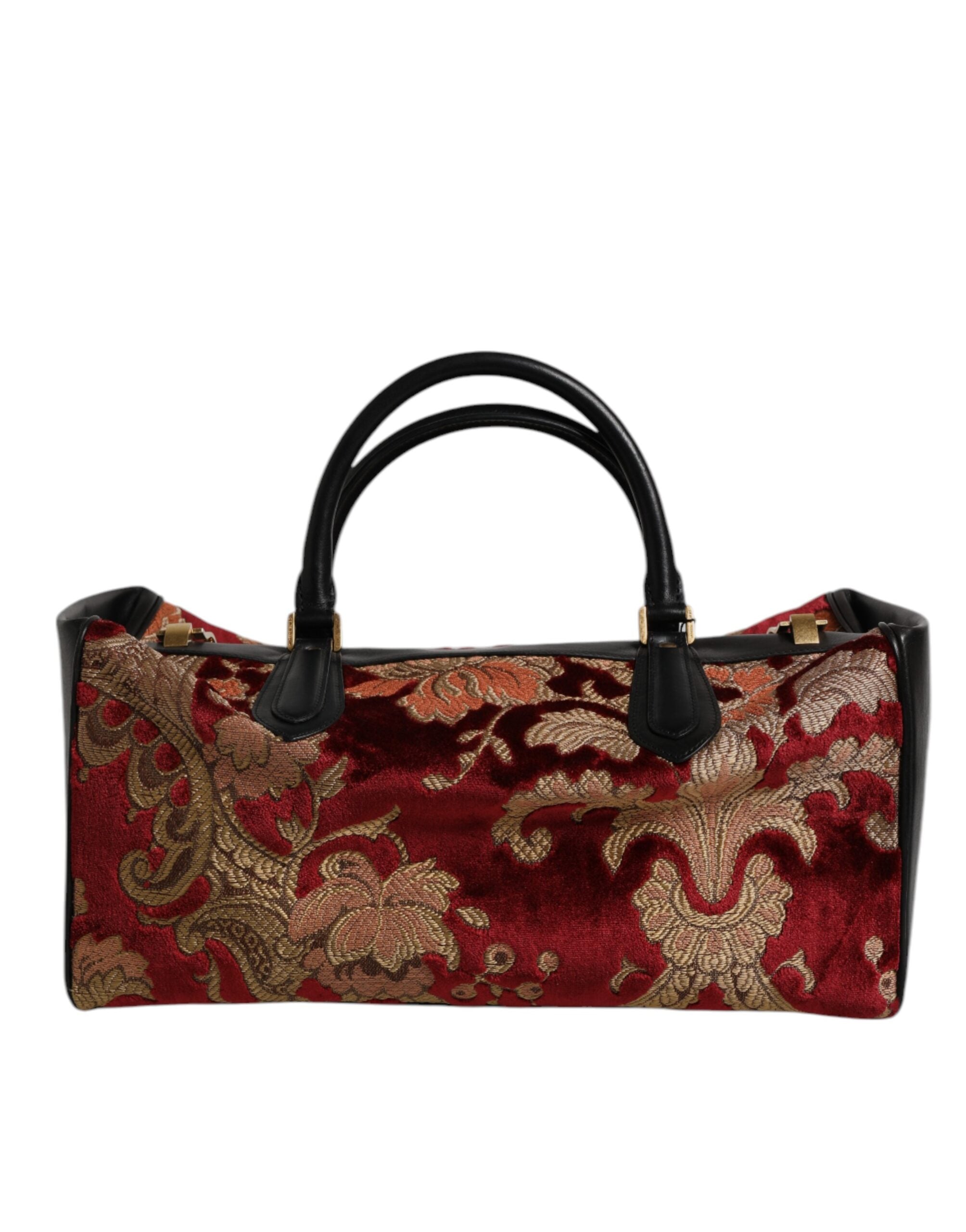 Dolce &amp; Gabbana Multicolor Læder Brocade Velvet Travel Duffle Tote Bag