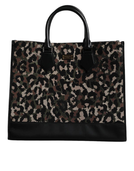 Dolce &amp; Gabbana Multicolor Leopard Shopping Tote Skuldertaske