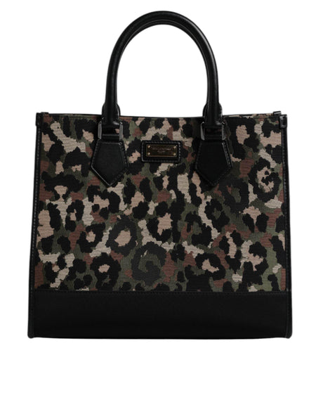 Dolce &amp; Gabbana Multicolor Leopard Shopping Tote Skuldertaske