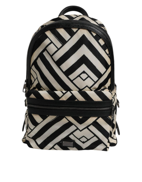 Dolce & Gabbana Black White Nylon Leather Travel Back Pack Bag - Hilstor