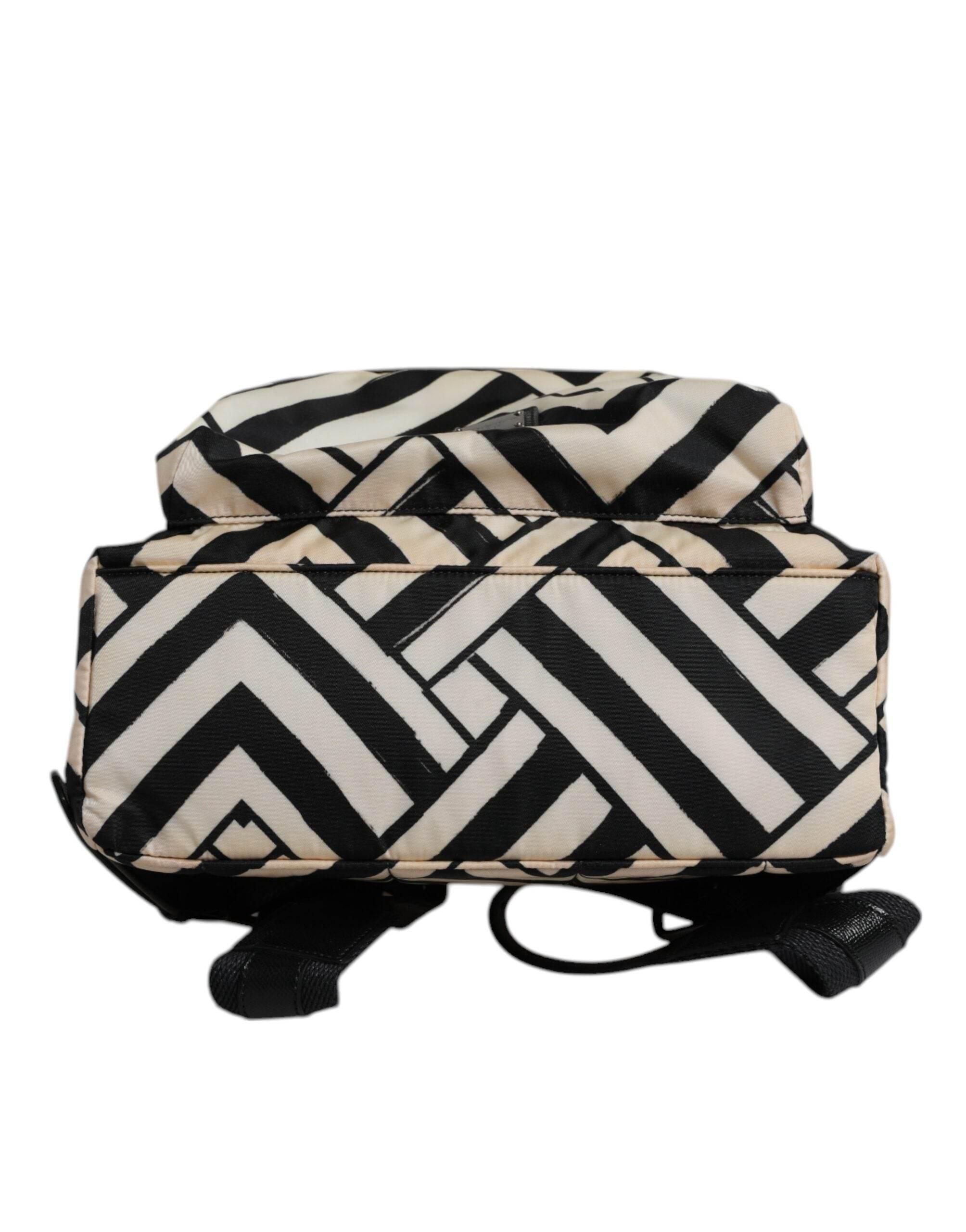 Dolce & Gabbana Black White Nylon Leather Travel Back Pack Bag - Hilstor