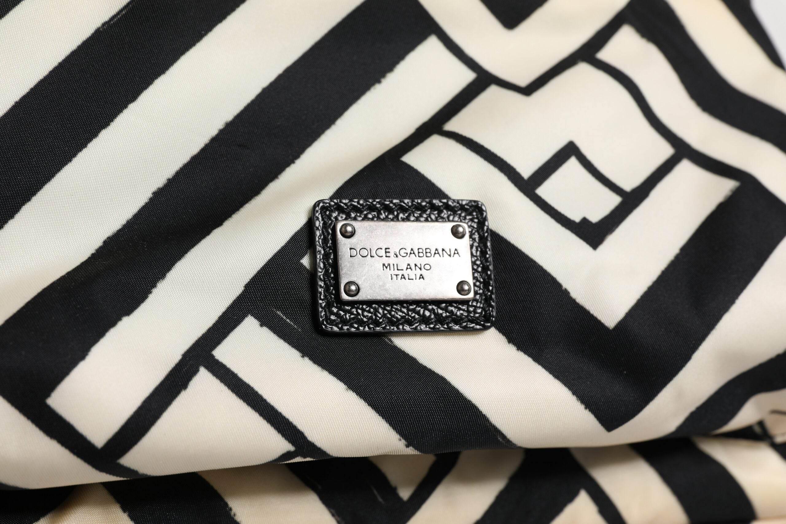 Dolce & Gabbana Black White Nylon Leather Travel Back Pack Bag - Hilstor
