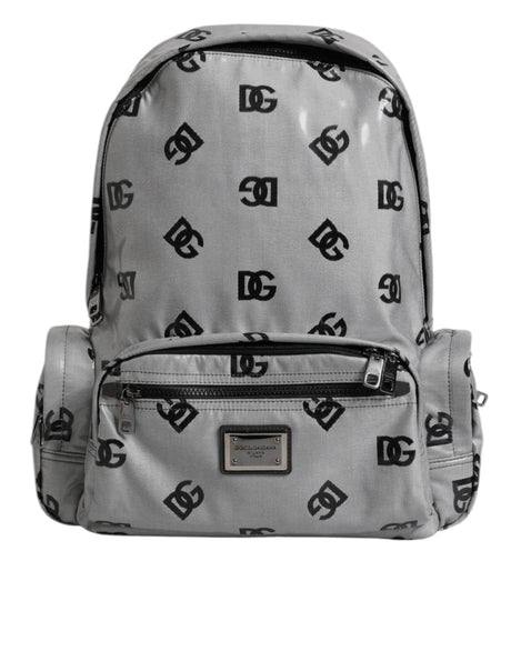 Dolce & Gabbana Polyester Gray Black DG Logo Plaque Backpack Bag - Hilstor