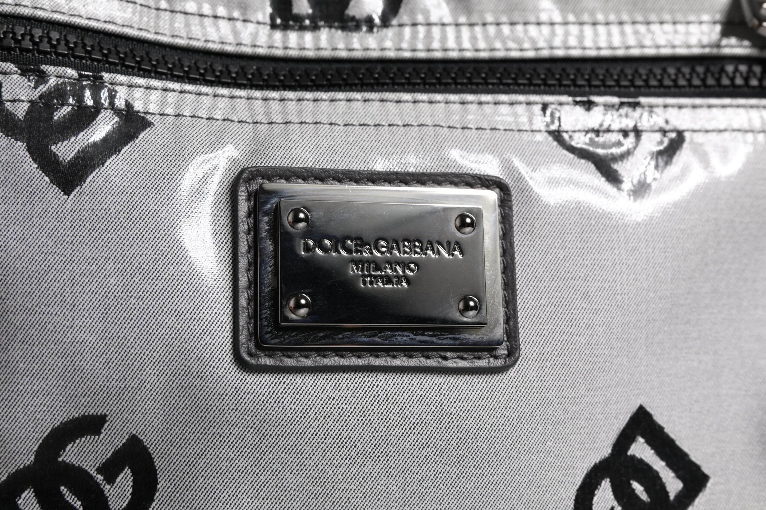Dolce & Gabbana Polyester Gray Black DG Logo Plaque Backpack Bag - Hilstor
