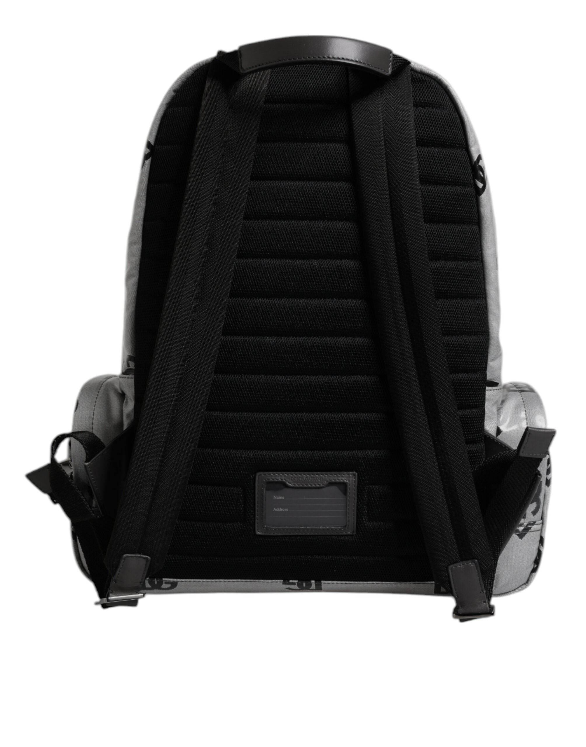 Dolce & Gabbana Polyester Gray Black DG Logo Plaque Backpack Bag - Hilstor