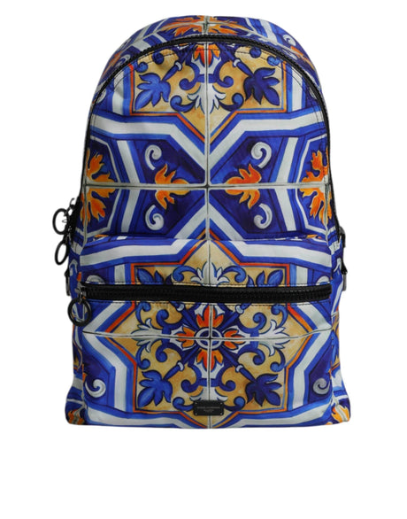 Dolce & Gabbana Multicolor Majolica Print Nylon Travel Backpack Bag - Hilstor