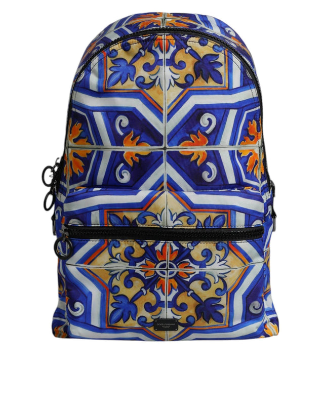 Dolce & Gabbana Multicolor Majolica Print Nylon Travel Backpack Bag - Hilstor