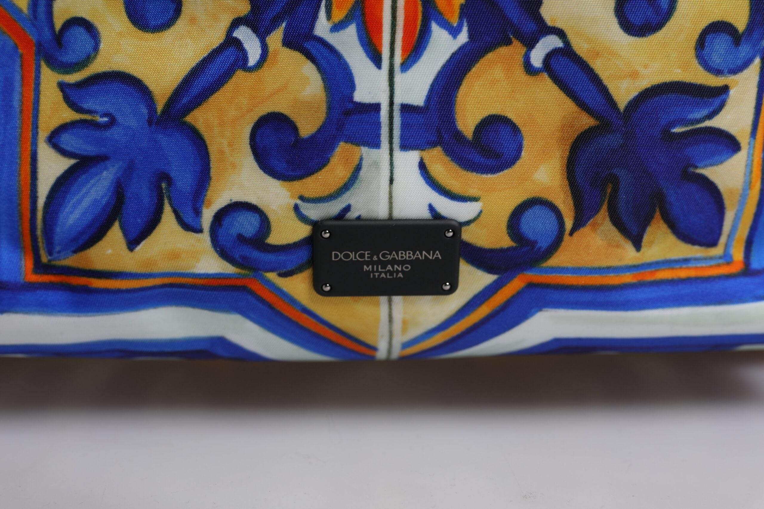 Dolce & Gabbana Multicolor Majolica Print Nylon Travel Backpack Bag - Hilstor