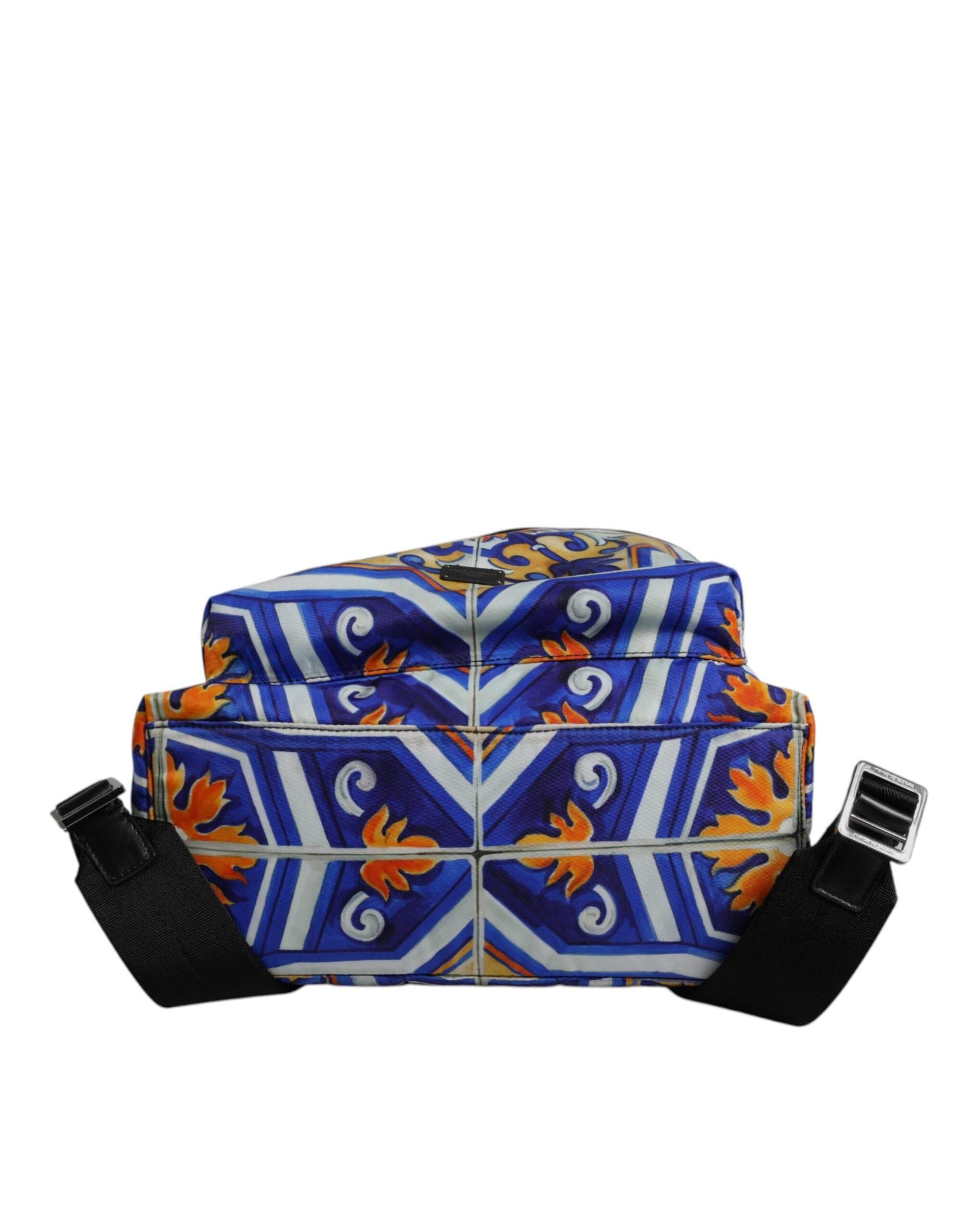 Dolce & Gabbana Multicolor Majolica Print Nylon Travel Backpack Bag - Hilstor