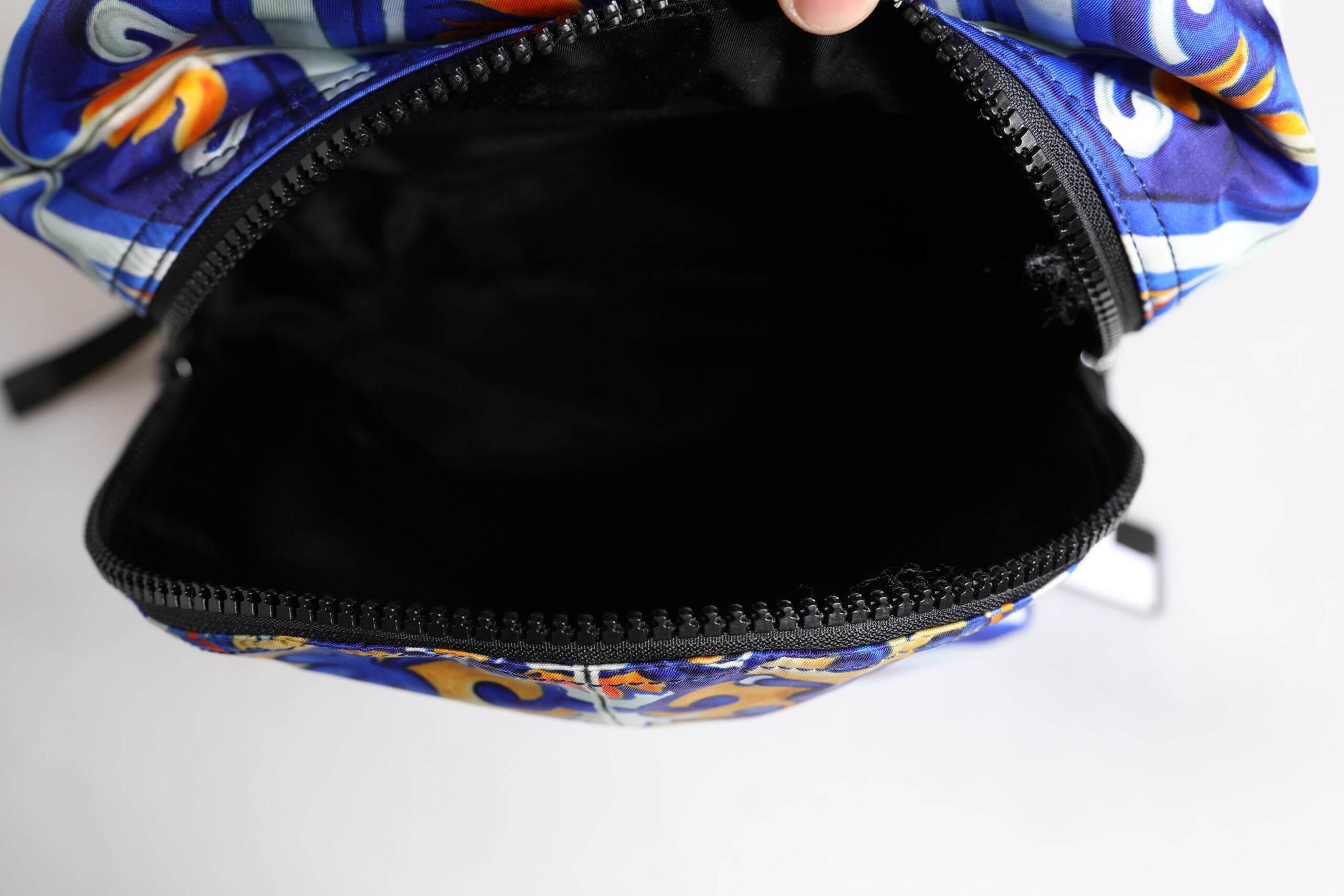 Dolce & Gabbana Multicolor Majolica Print Nylon Travel Backpack Bag - Hilstor