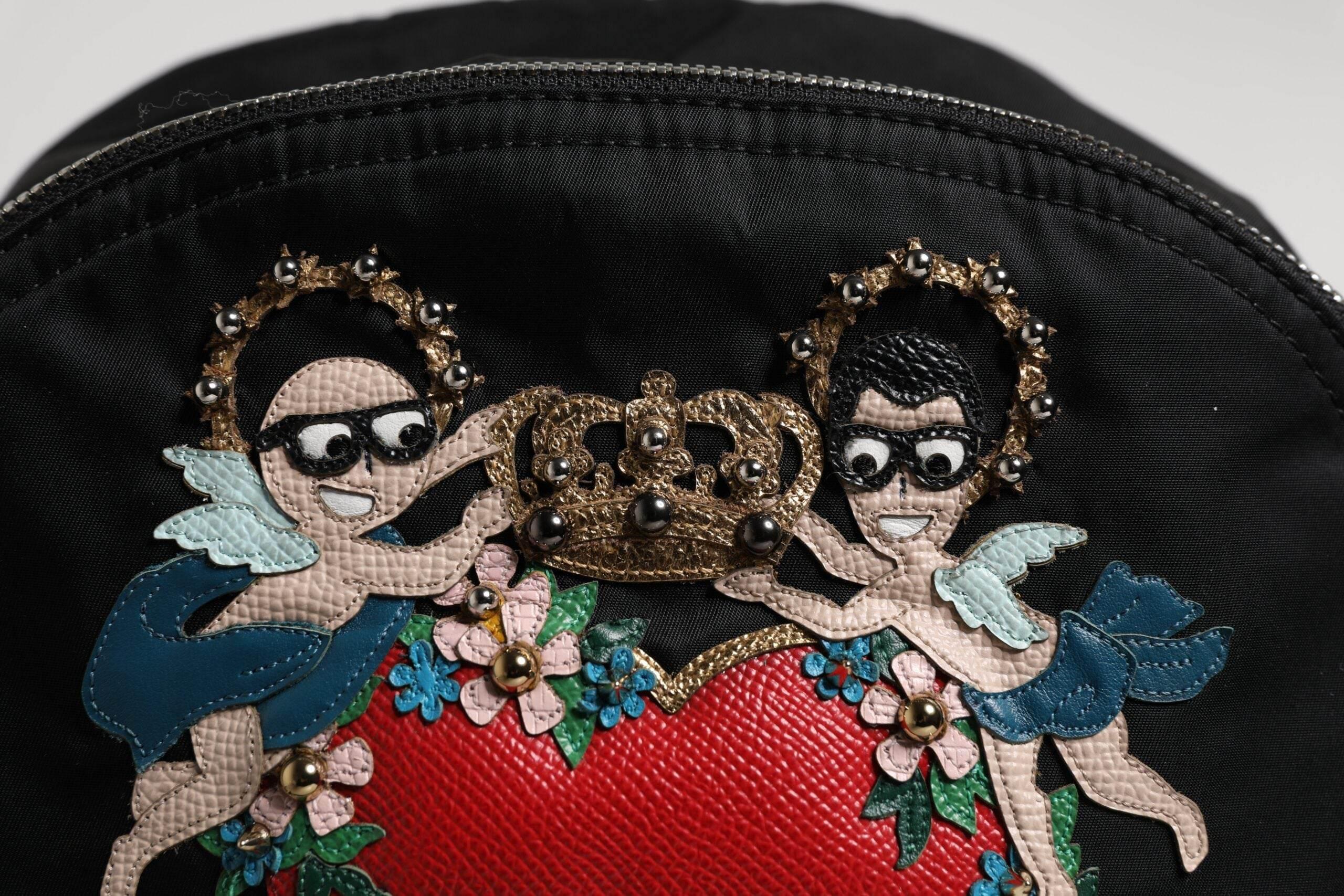 Dolce & Gabbana Black Nylon #DGFAMILY Embellished Backpack VULCANO Bag - Hilstor