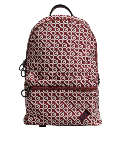 Dolce & Gabbana Red White DG Logo Print Nylon Travel Backpack Bag - Hilstor