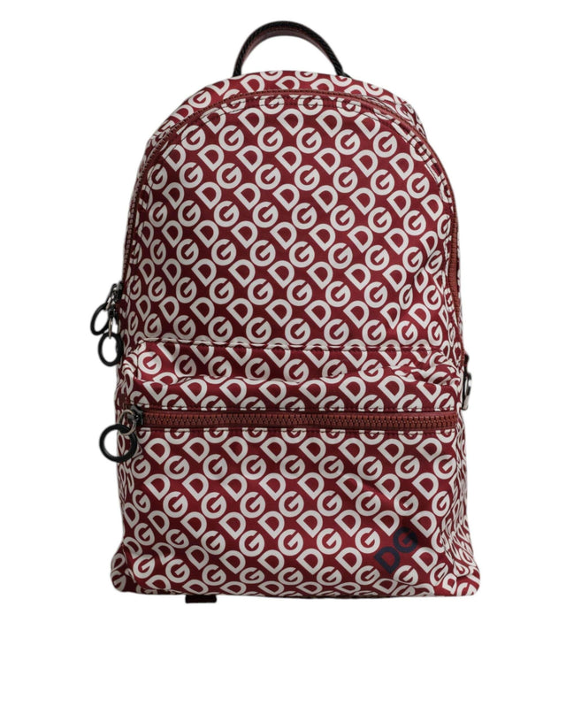 Dolce & Gabbana Red White DG Logo Print Nylon Travel Backpack Bag - Hilstor