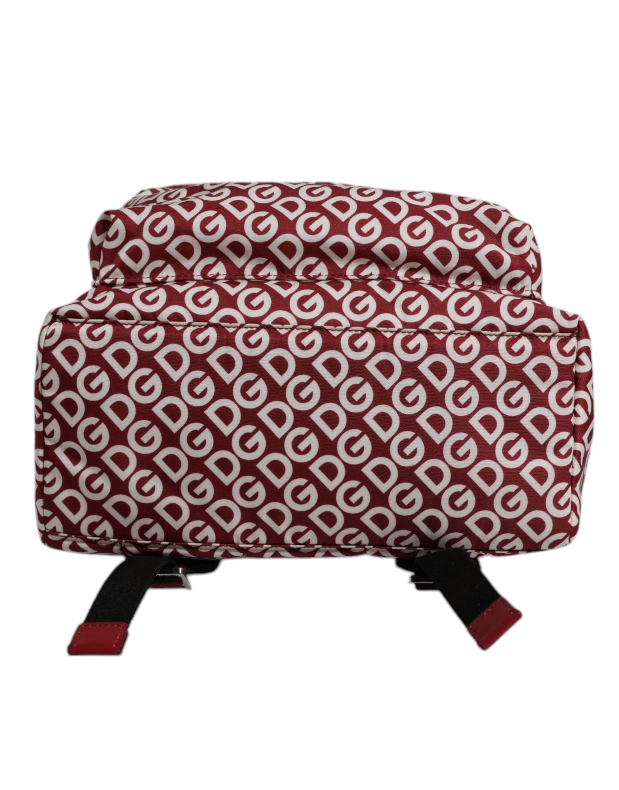 Dolce & Gabbana Red White DG Logo Print Nylon Travel Backpack Bag - Hilstor