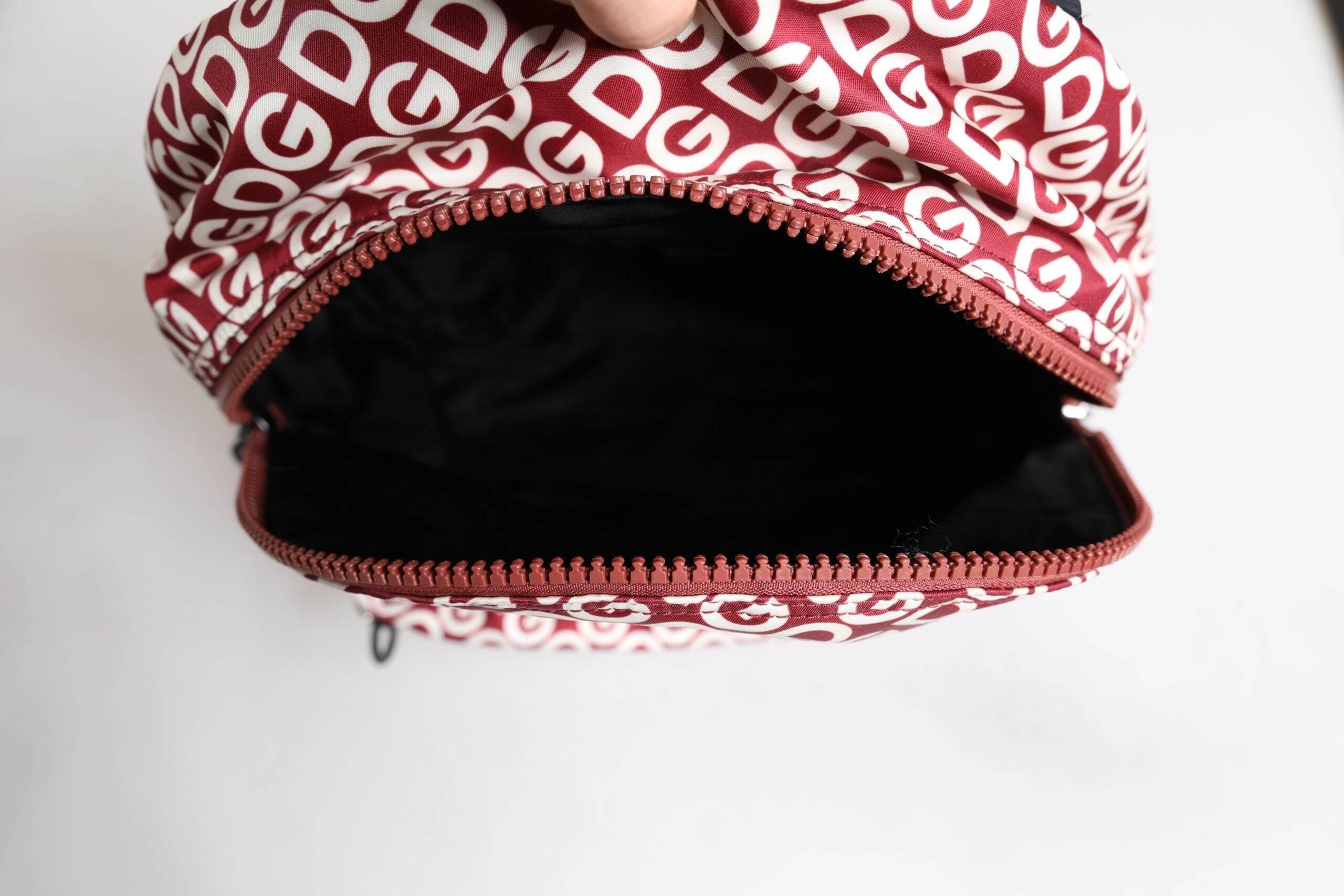 Dolce & Gabbana Red White DG Logo Print Nylon Travel Backpack Bag - Hilstor