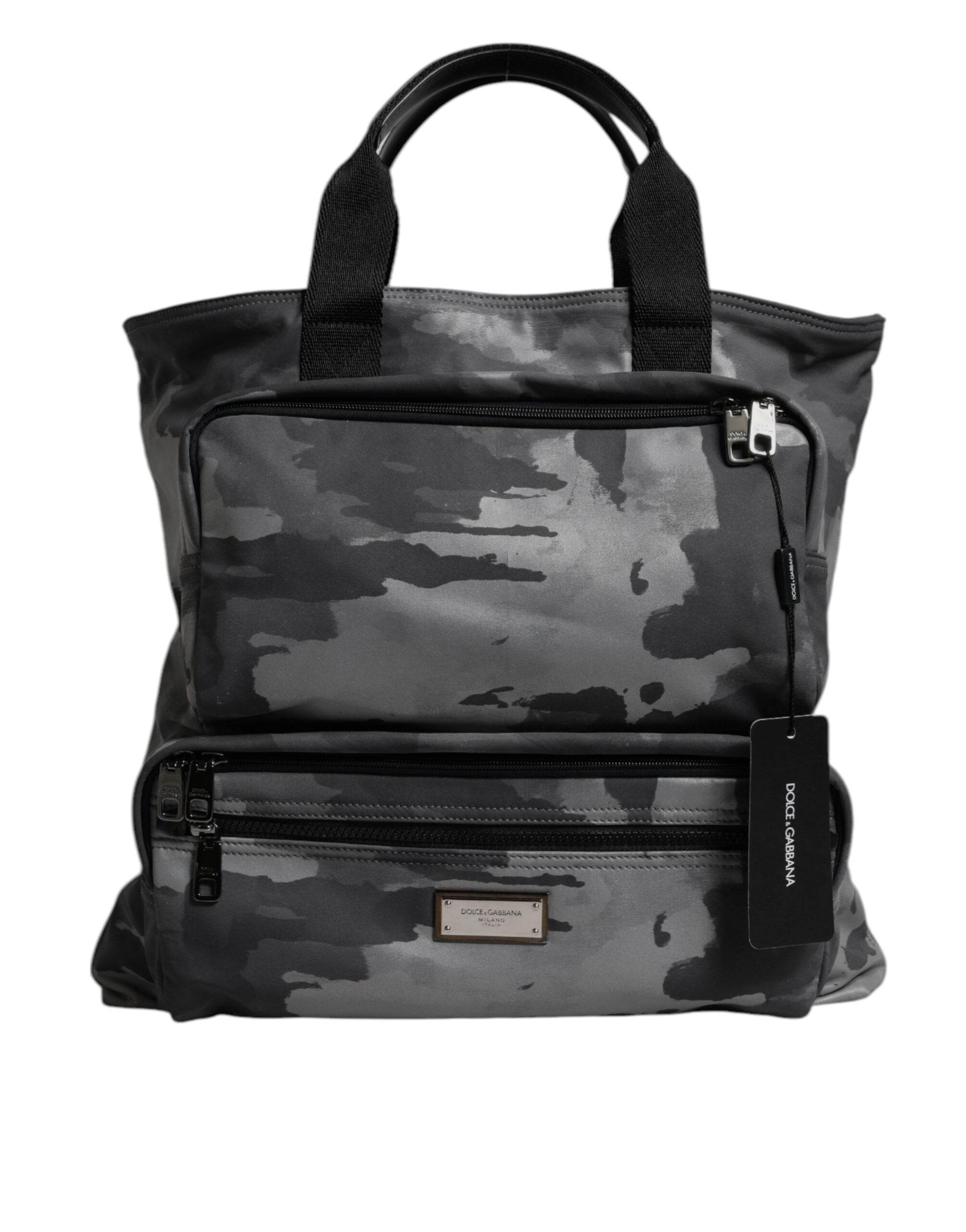Dolce & Gabbana Black Camouflage Shoulder Strap Logo Plaque Bag - Hilstor