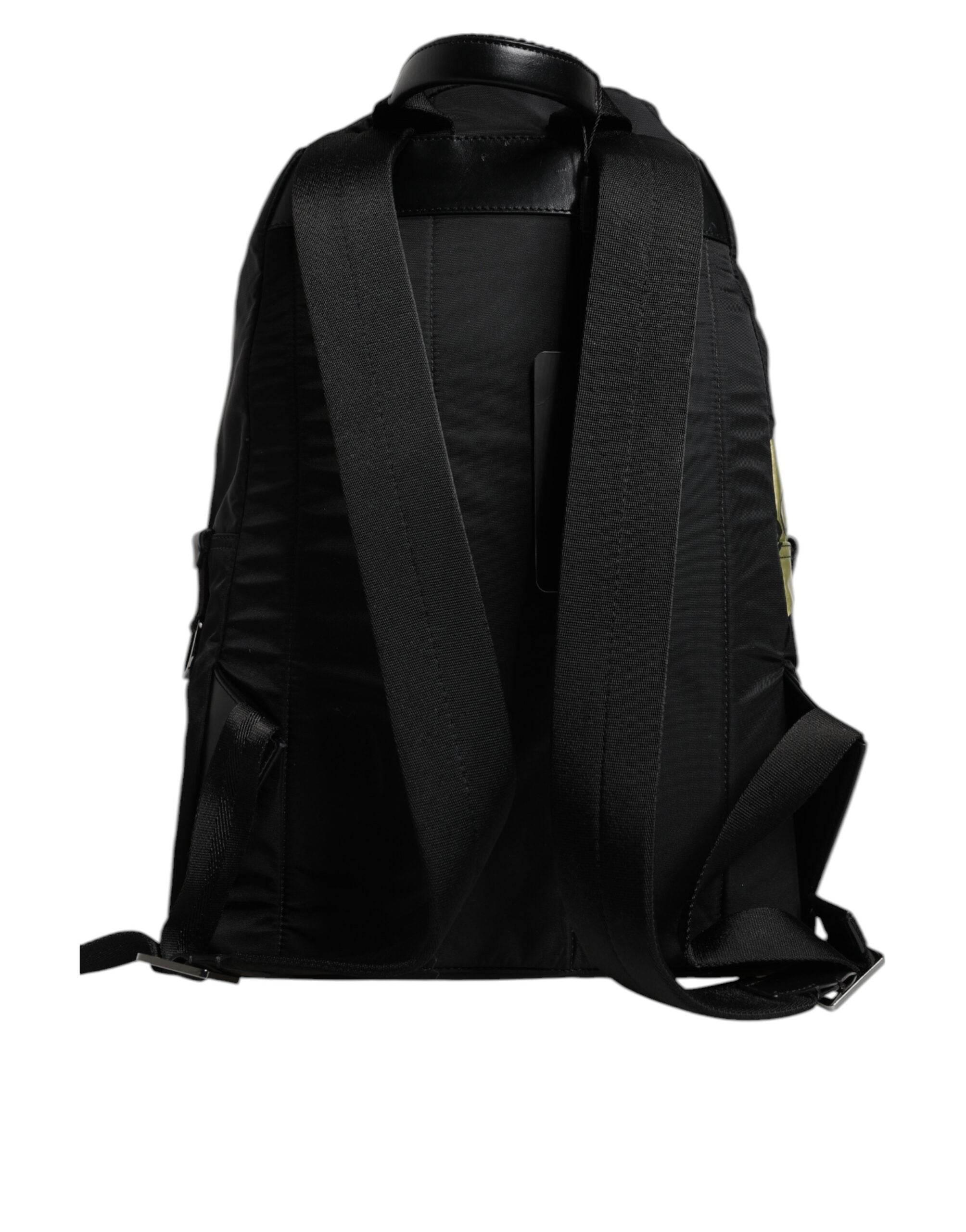 Dolce & Gabbana Black Logo Tape Polyamide School Travel Backpack Bag - Hilstor