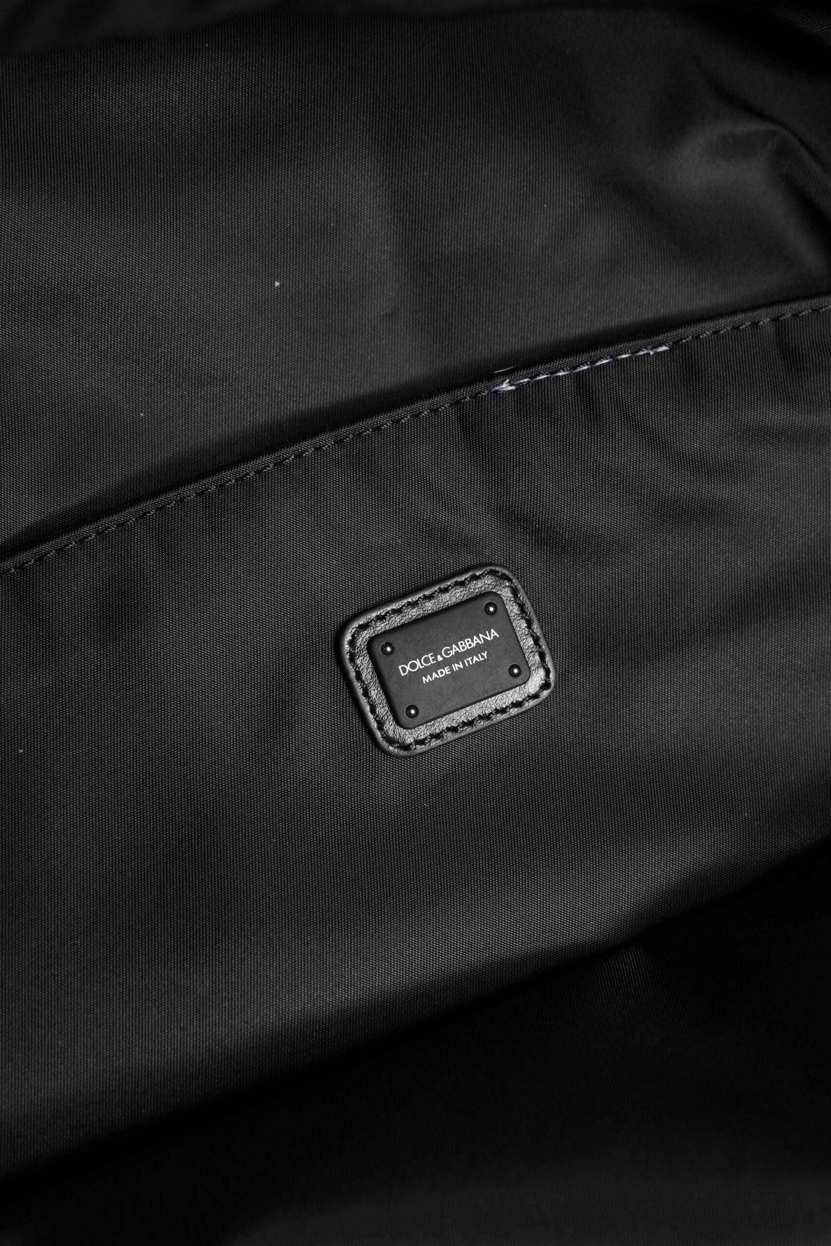 Dolce & Gabbana Black Logo Tape Polyamide School Travel Backpack Bag - Hilstor