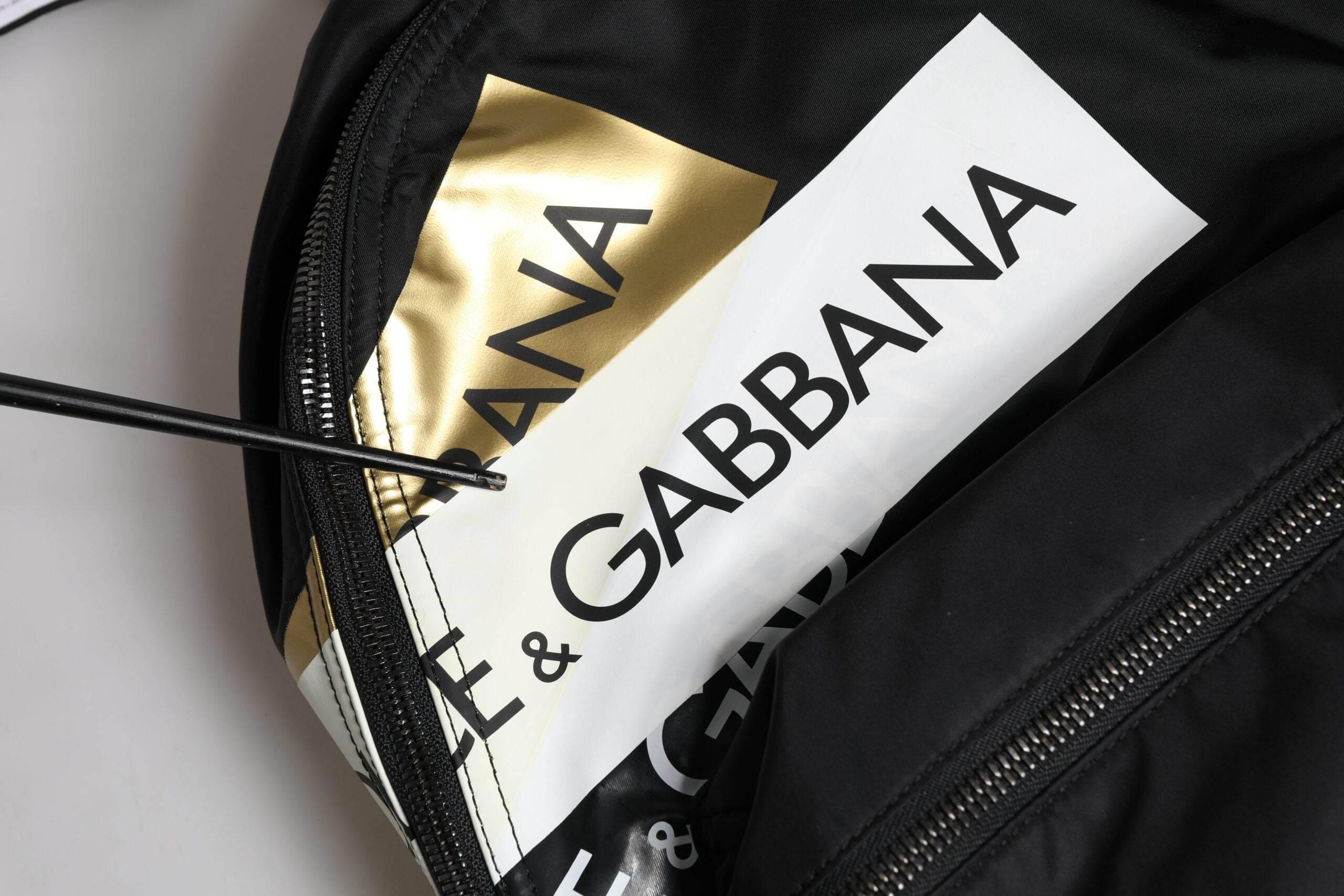 Dolce & Gabbana Black Logo Tape Polyamide School Travel Backpack Bag - Hilstor