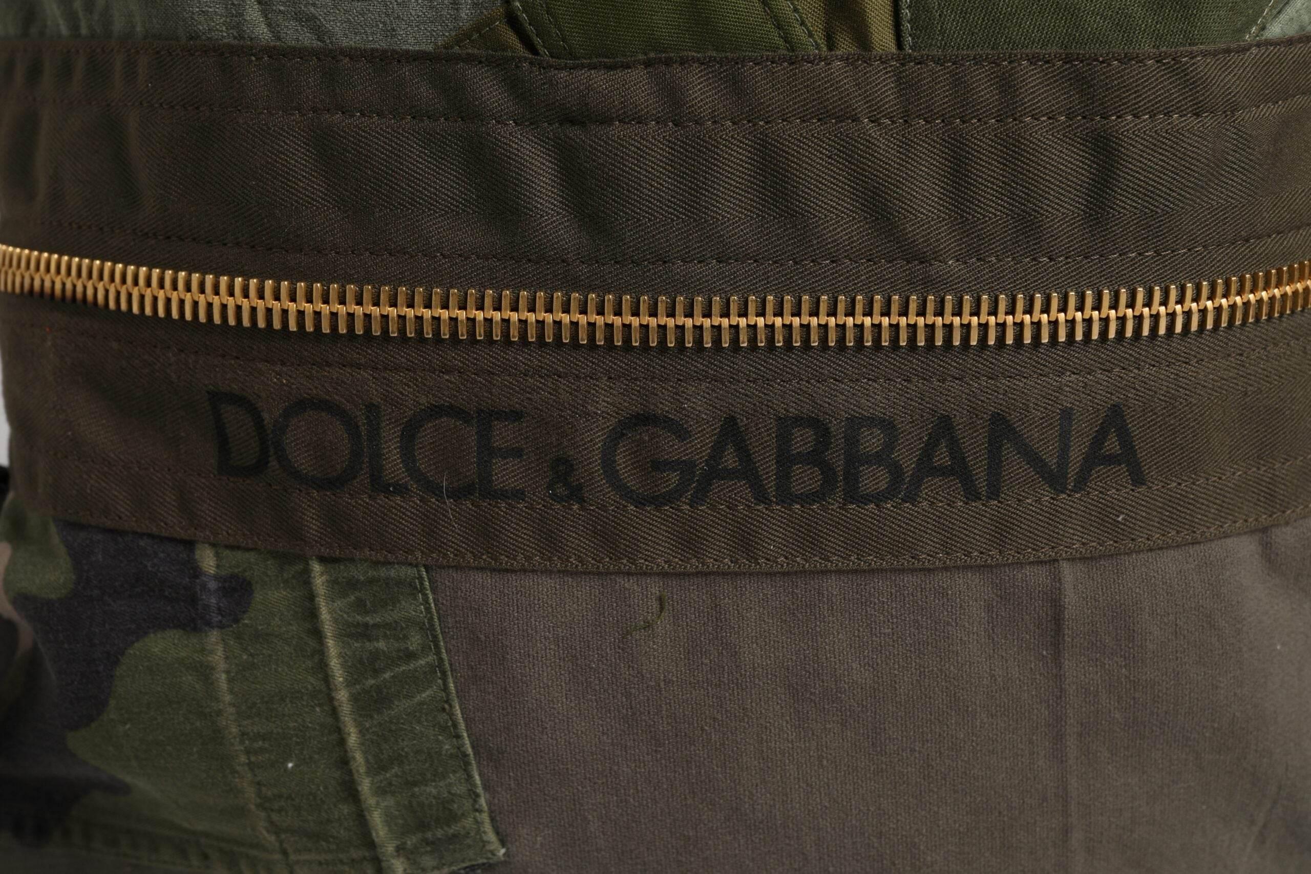 Dolce & Gabbana Military Green Patchwork Rucksack Backpack Bag - Hilstor