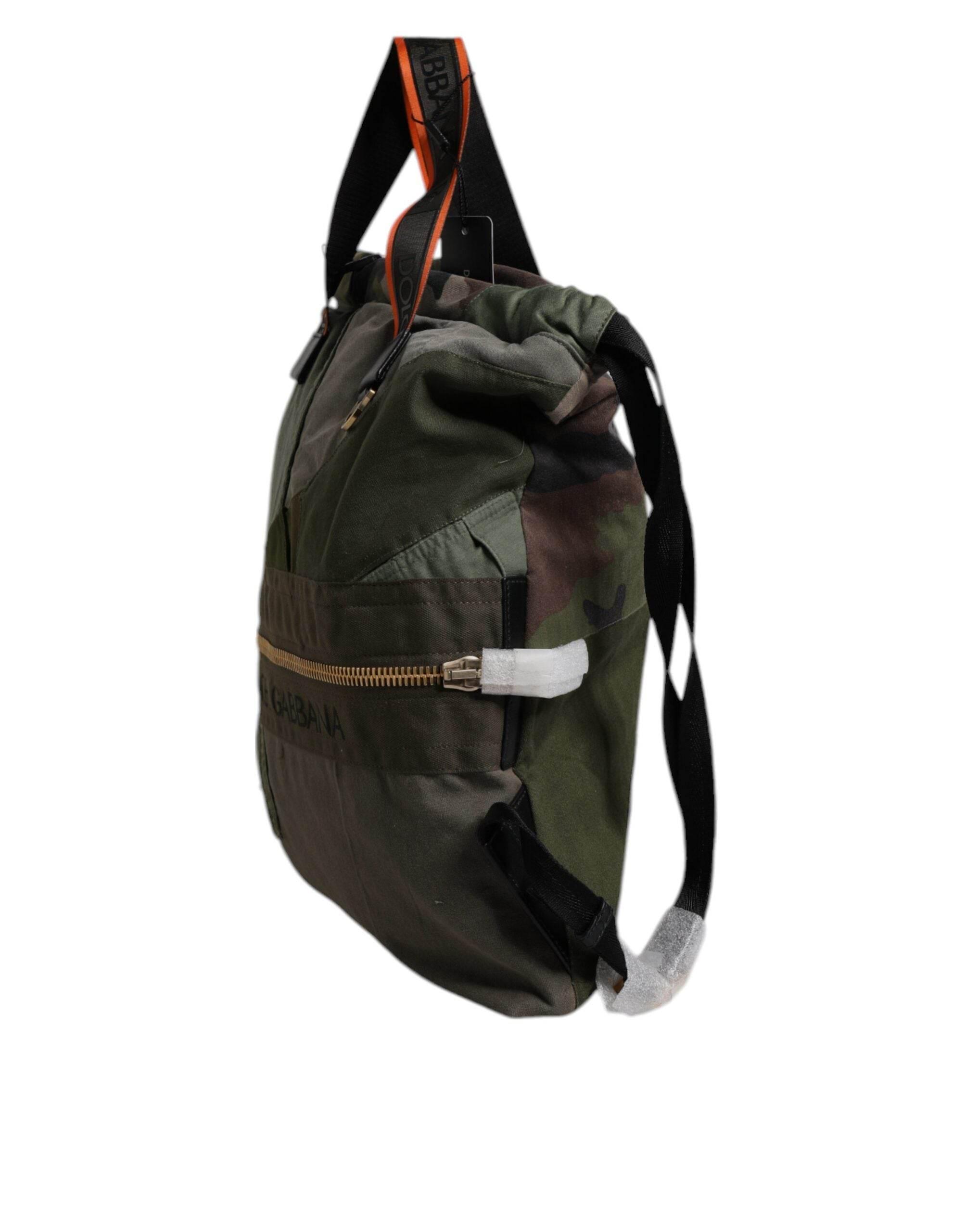 Dolce & Gabbana Military Green Patchwork Rucksack Backpack Bag - Hilstor