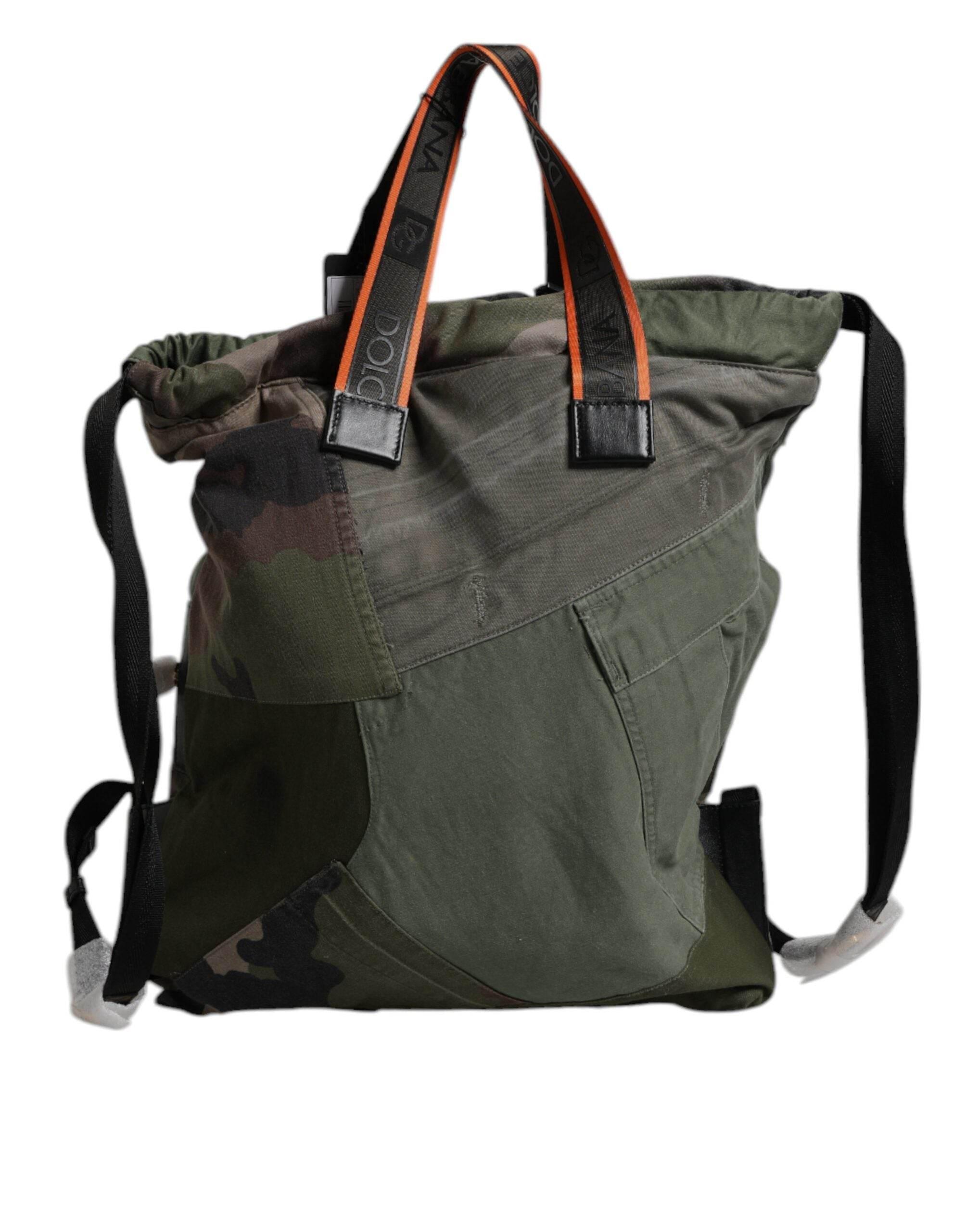 Dolce & Gabbana Military Green Patchwork Rucksack Backpack Bag - Hilstor