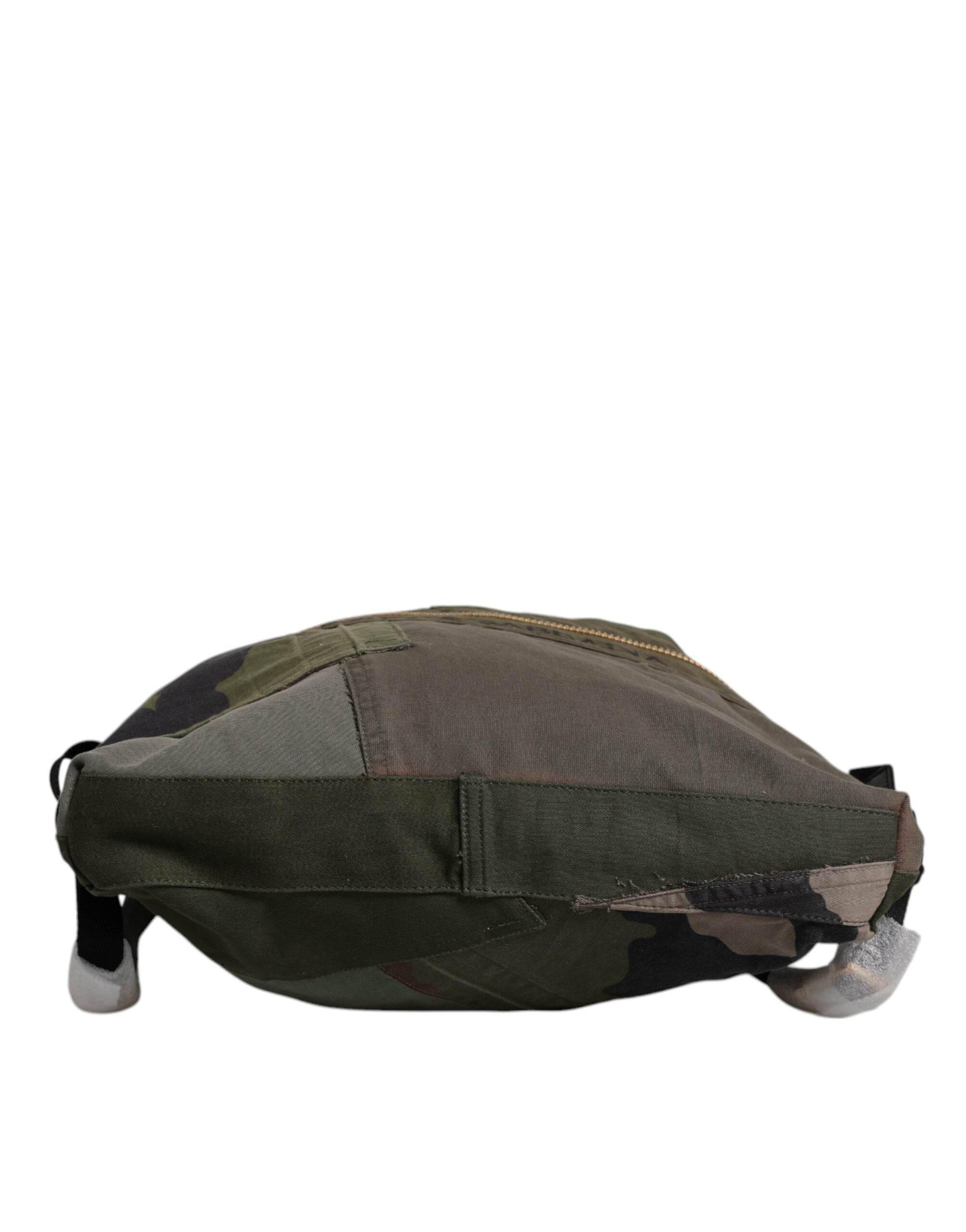 Dolce & Gabbana Military Green Patchwork Rucksack Backpack Bag - Hilstor