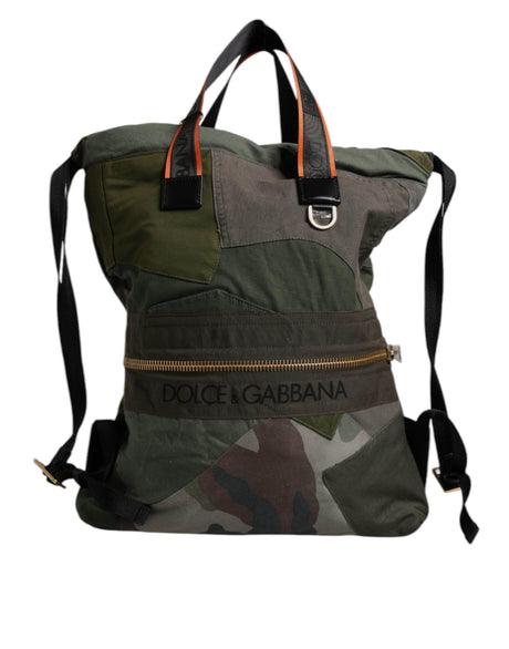 Dolce & Gabbana Military Green Patchwork Rucksack Backpack Bag - Hilstor