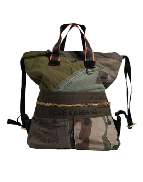 Dolce & Gabbana Military Green Patchwork Rucksack Backpack Bag - Hilstor