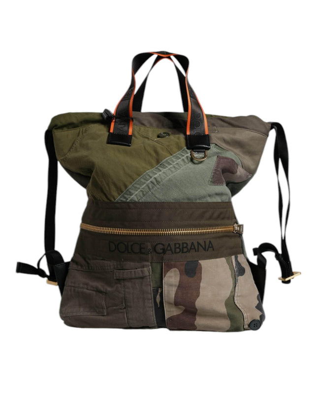 Dolce & Gabbana Military Green Patchwork Rucksack Backpack Bag - Hilstor