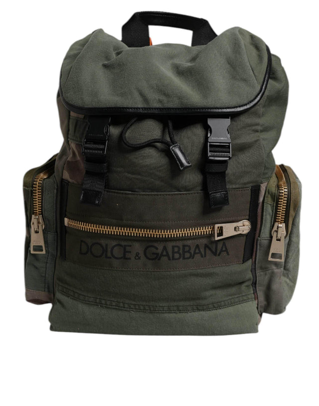 Dolce & Gabbana Military Green Patchwork Travel Backpack Bag - Hilstor