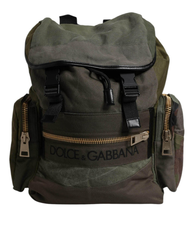 Dolce & Gabbana Military Green Patchwork School Backpack Bag - Hilstor