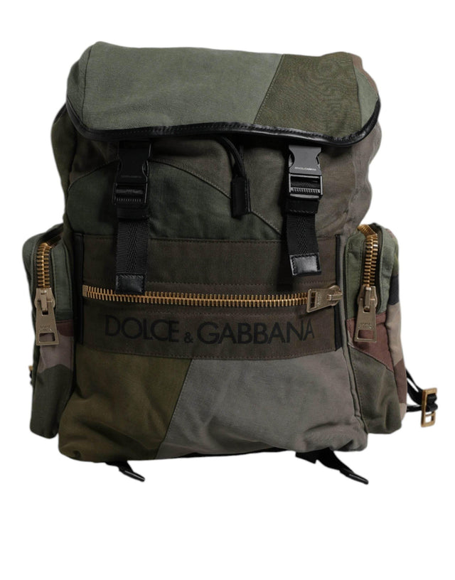 Dolce & Gabbana Military Green Patchwork Travel Backpack Bag - Hilstor