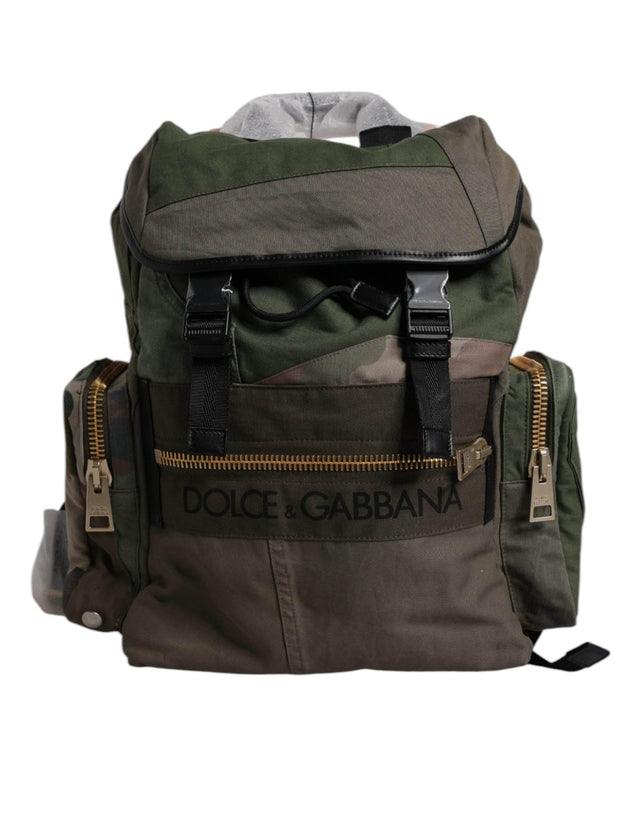 Dolce & Gabbana Military Green Patchwork Travel Backpack Bag - Hilstor