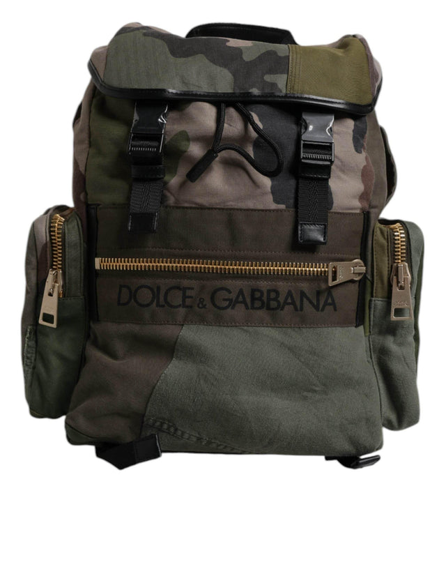 Dolce & Gabbana Military Green Patchwork Travel Backpack Bag - Hilstor