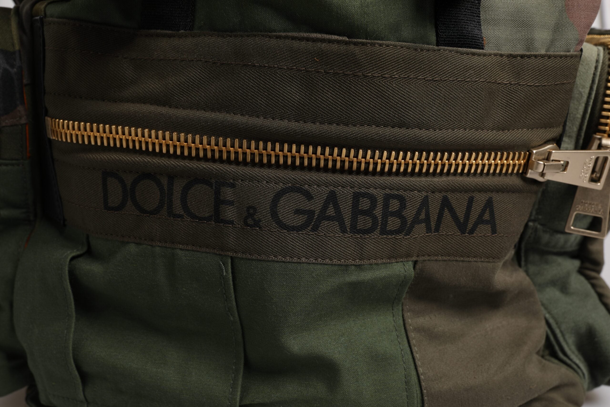 Dolce &amp; Gabbana Military Green Patchwork rejserygsæktaske