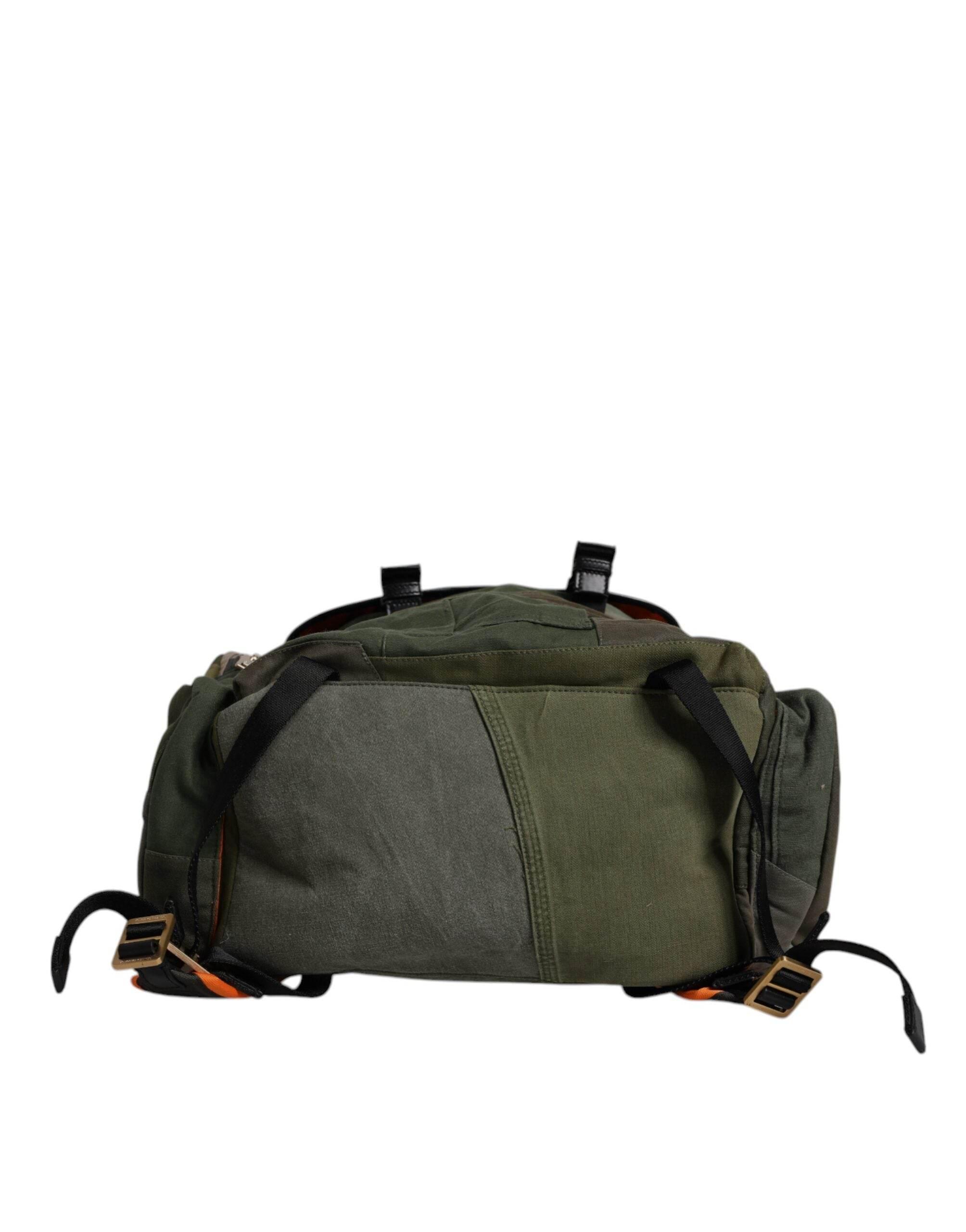 Dolce & Gabbana Military Green Patchwork Travel Backpack Bag - Hilstor