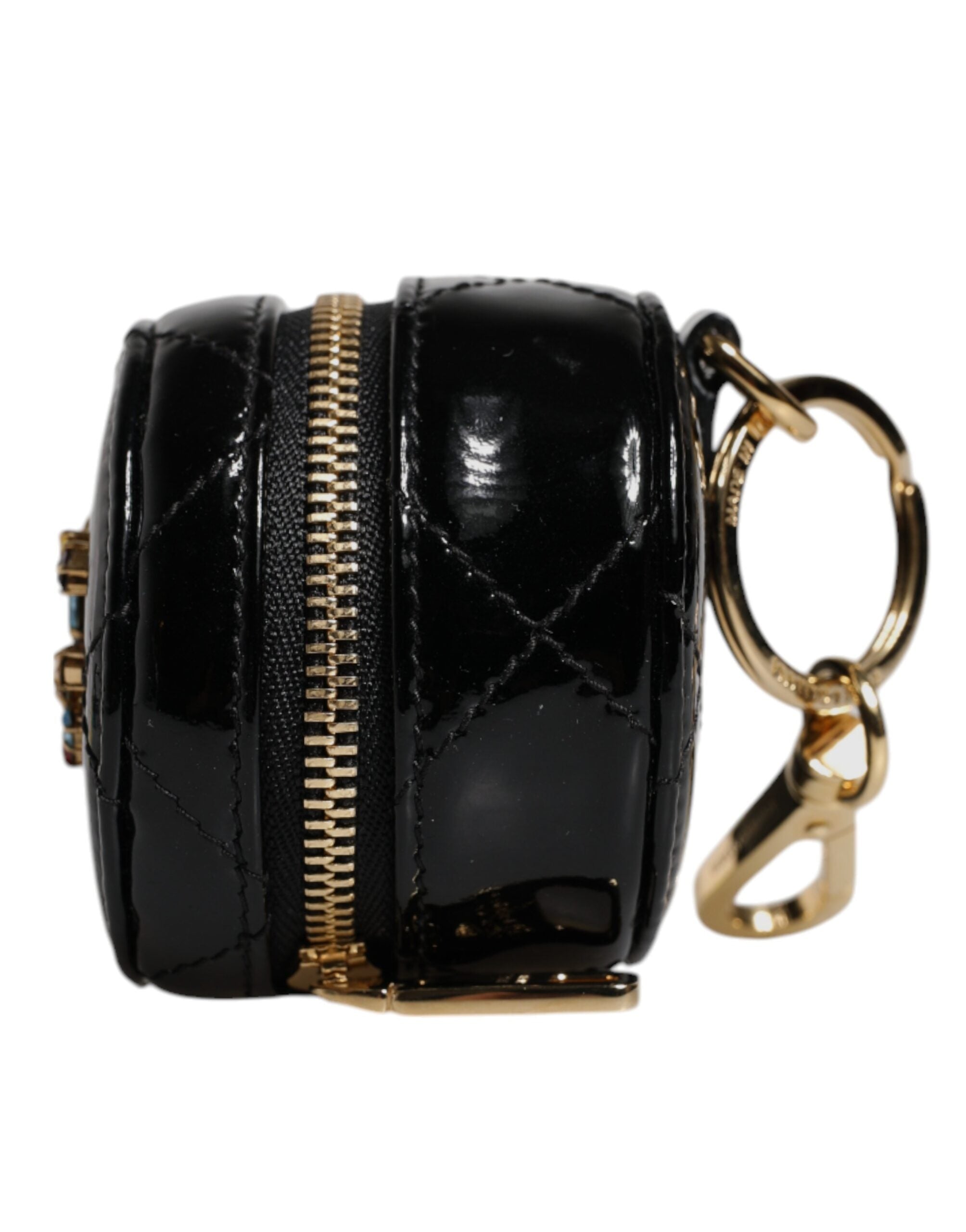 Dolce & Gabbana sort lammelæder DG Crystal rund møntpung