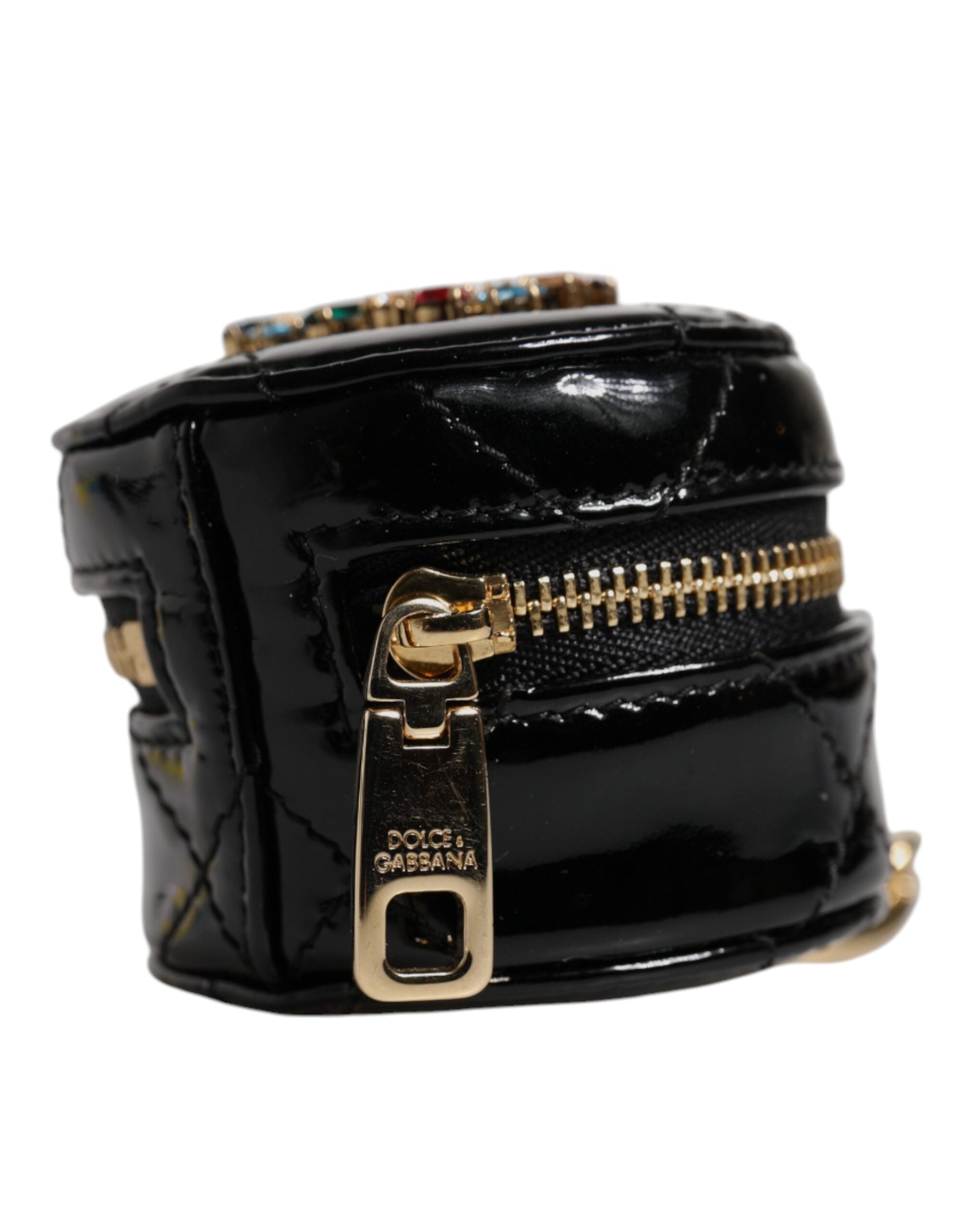 Dolce & Gabbana sort lammelæder DG Crystal rund møntpung