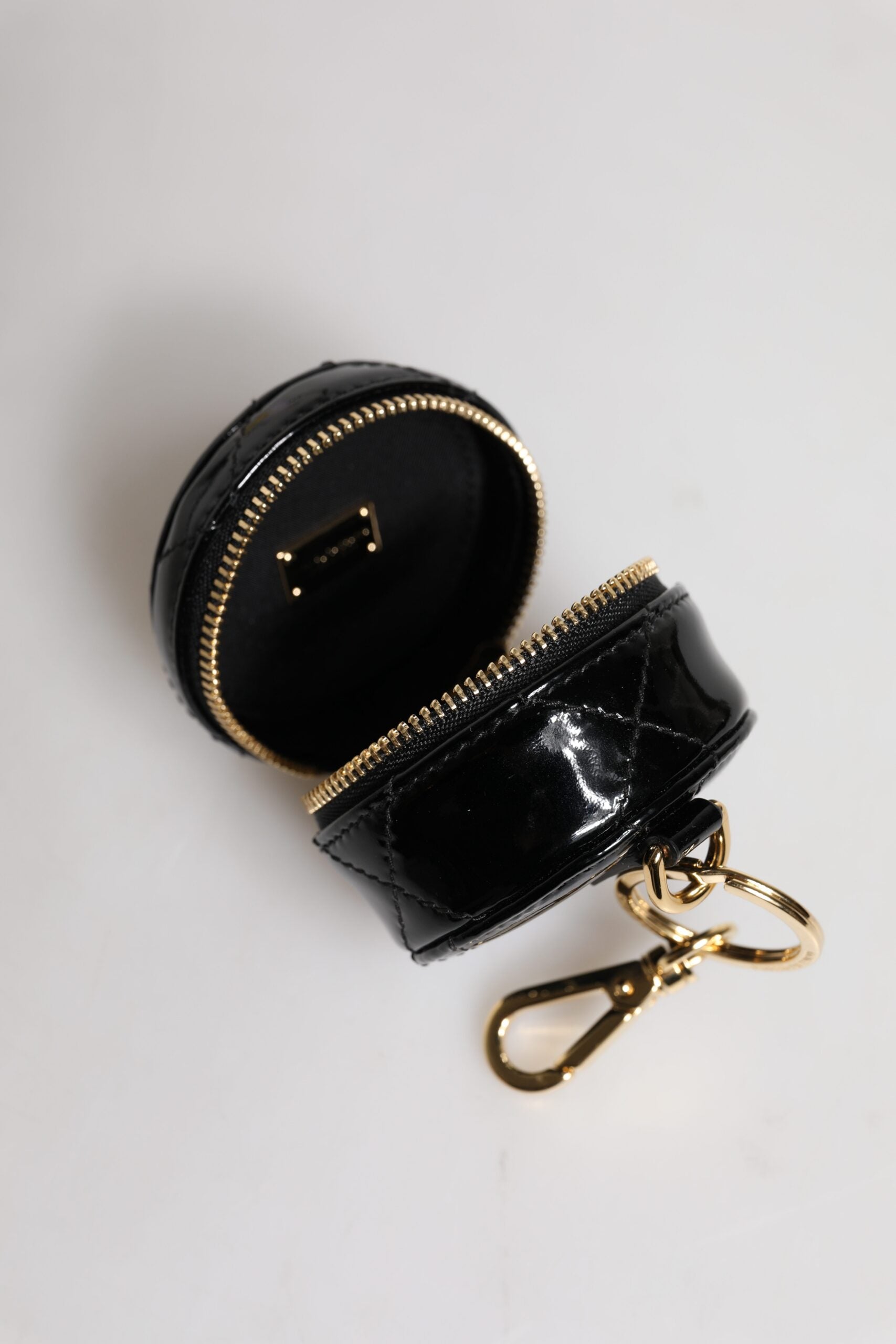 Dolce & Gabbana sort lammelæder DG Crystal rund møntpung