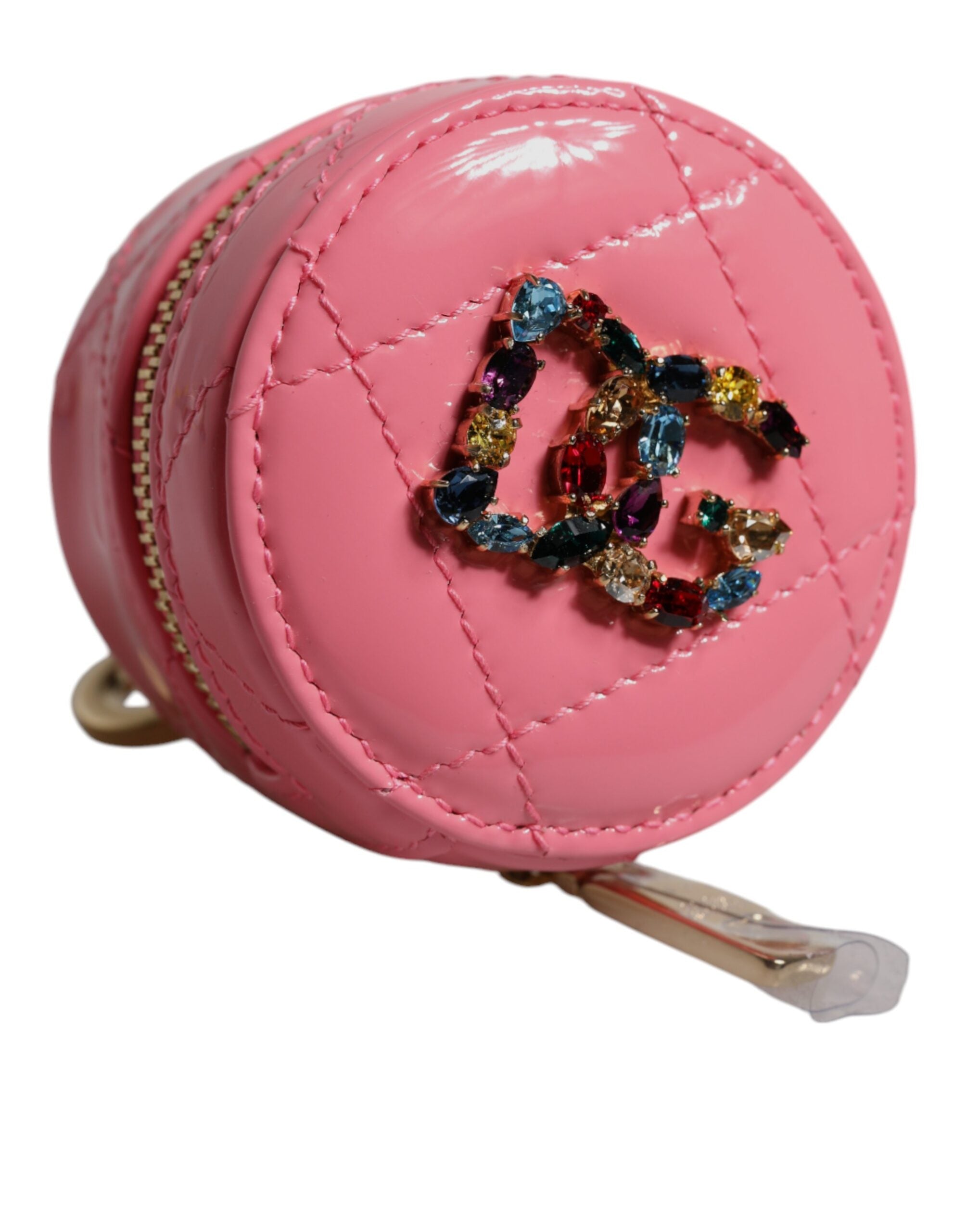 Dolce & Gabbana Pink Lammelæder DG Crystal Rund Møntpung tegnebog
